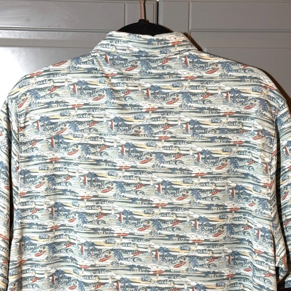 Age of Wisdom Mens Modal Tropical Surf Print Short Sleeve Button Shirt, Blue, XL - Picture 5 of 10